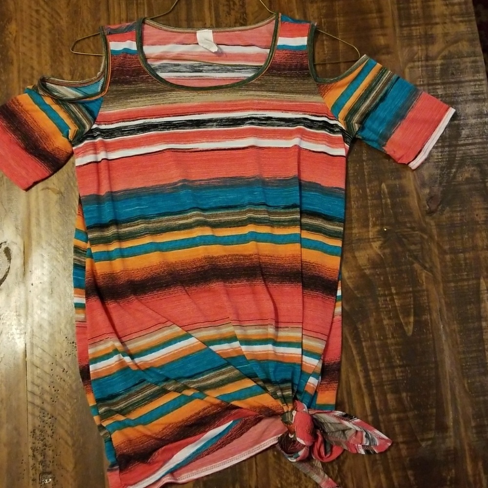Now and forever cold shoulder tie waist top